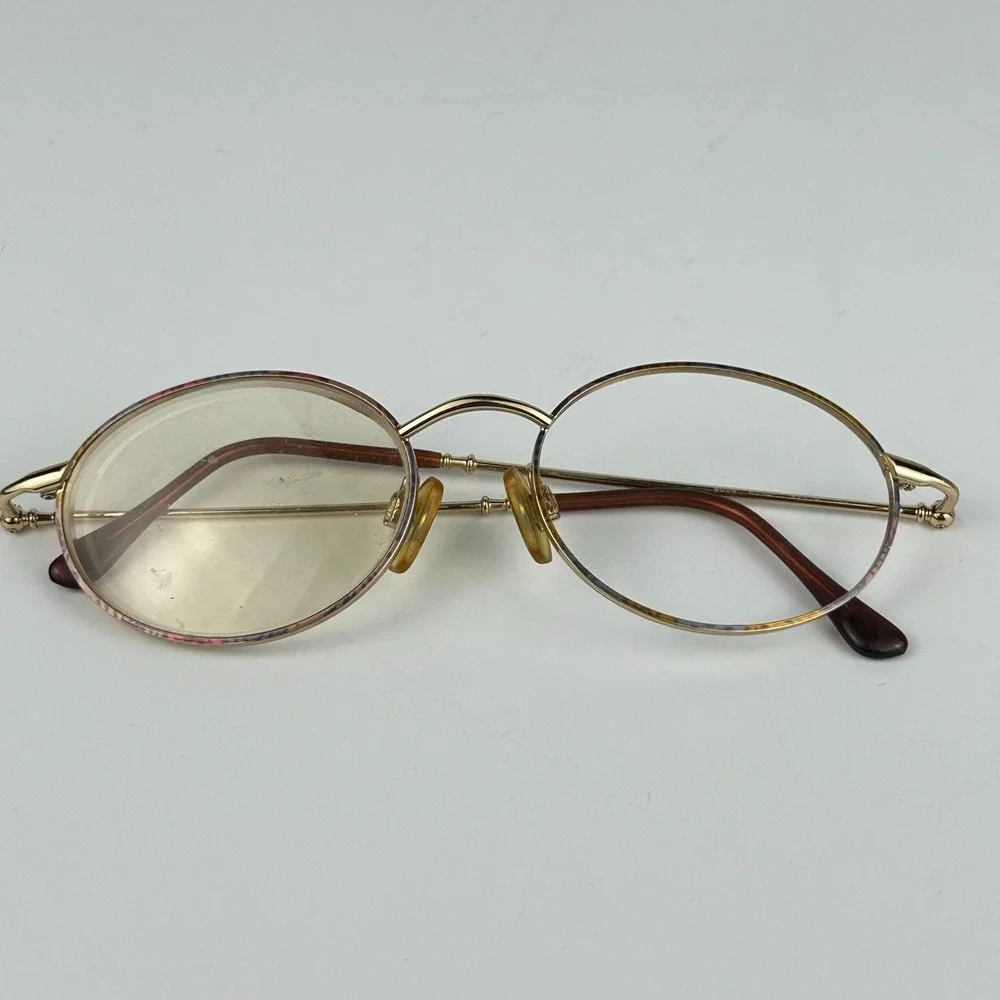 Anne‎ Klein K1067 Women Eyeglasses Frame Gold Tone Round Full Rim 49-18-135mm